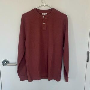 Madewell: BRAND NEW Textured Long-Sleeve Henley Tee in Burnt Soil; Size: XS